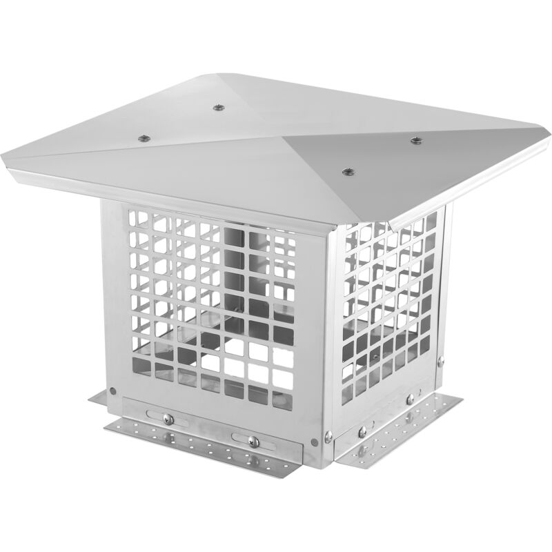 Chapeau de Cheminee 229x229 mm Chapeau de Conduit Cheminee Base Carree Acier Inoxydable 304 Couvercle Bouchon Protection Anti-oiseaux Pare-vent avec