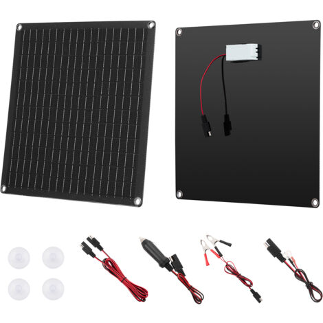 Mophorn Chargeur solaire 20 W 12 V avec cellules monocristallines, contrôleur intégré intelligent, câbles de connexion, étanchéité IP67, idéal pour véhicules, bateaux et camping.