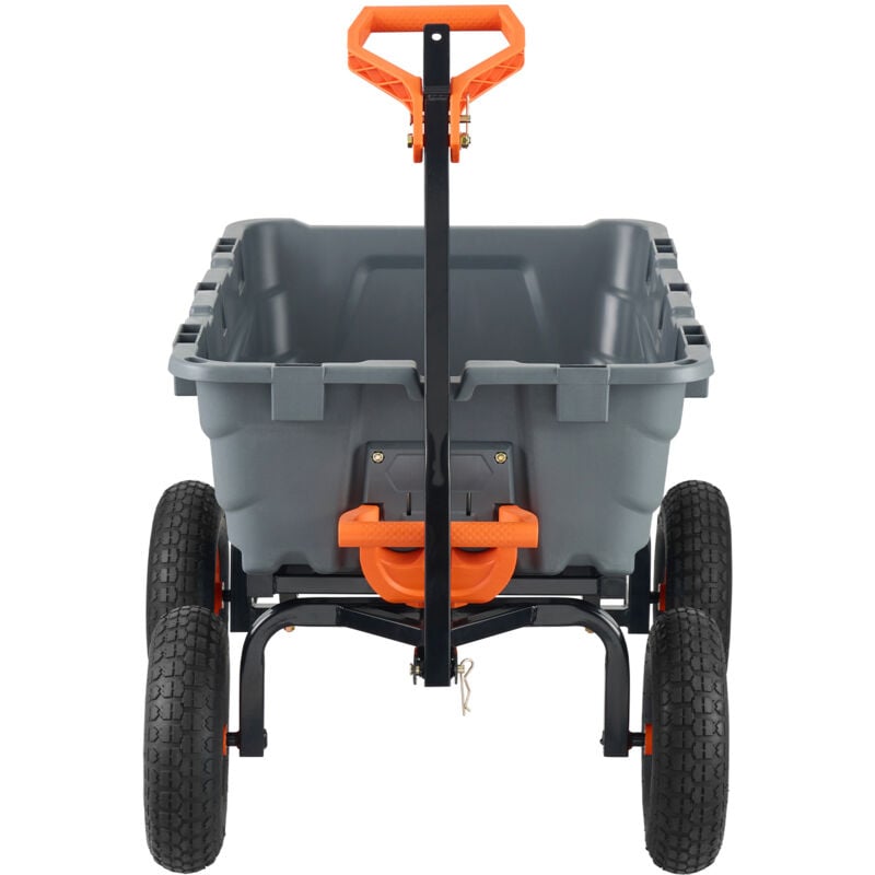 Chariot à benne basculante – Chariot de jardin en polyéthylène avec cadre en acier, capacité de 1 200 lb, 6,48 pi³, poignée convertible 2 en 1,