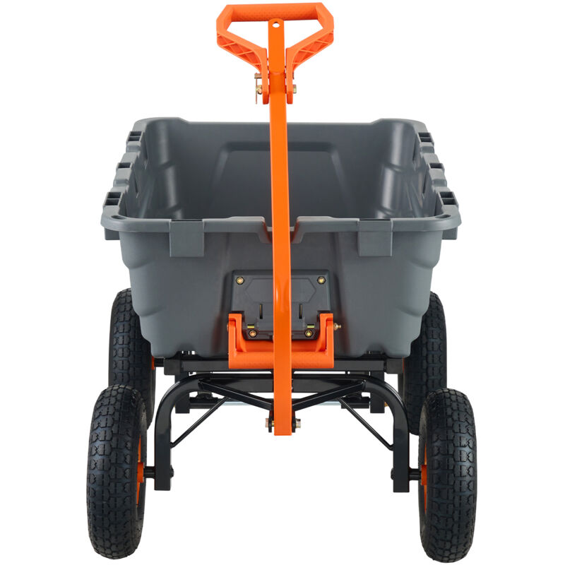 Chariot à benne basculante – Chariot de jardin en polyéthylène avec cadre en acier, capacité de 1 500 lb, poignée convertible 2 en 1, brouette