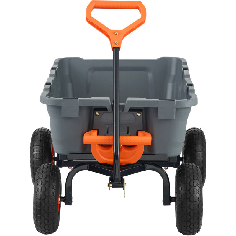 Chariot à benne basculante – Chariot de jardin en polyéthylène avec cadre en acier, capacité de 800 lb, poignée convertible 2 en 1, brouette