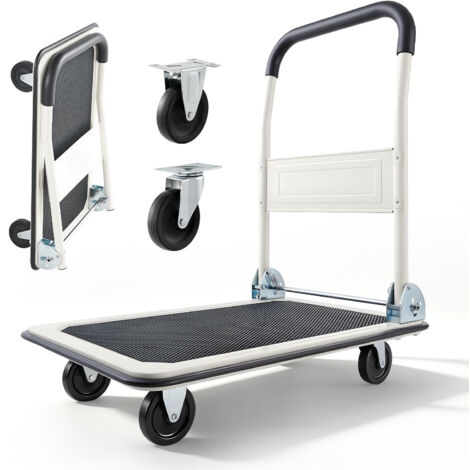 Mophorn Chariot à Plateforme Pliable Charge 149,69 kg, Dimensions 73,5x48 cm, Idéal pour Transporter Objets Lourds et Encombrants, Équipé de Roues Pivotantes et d'une Poignée Compacte