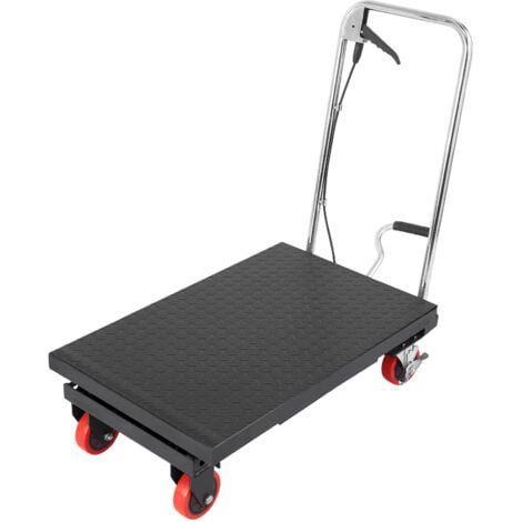 Mophorn Chariot à table élévatrice hydraulique, capacité de 500 lb/230 kg, hauteur de levage de 28,5/720 mm, élévateur à ciseaux simple manuel avec 4 roues et patin antidérapant, noir