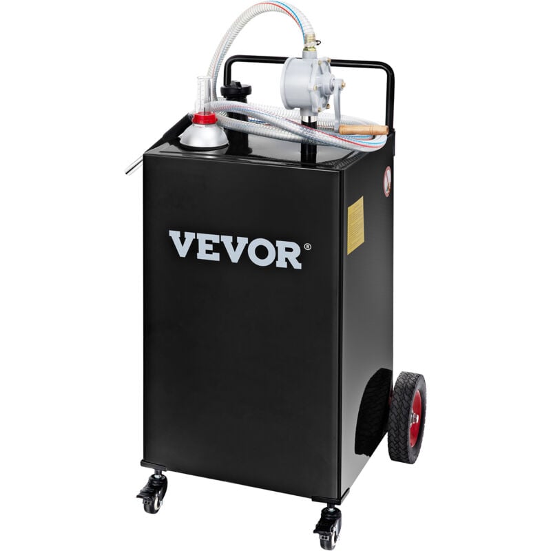 Vevor Chariot de carburant 30 gallons reservoir de stockage deessence 4 roues, pompe de transfert manuelle, conteneur de carburant essence diesel
