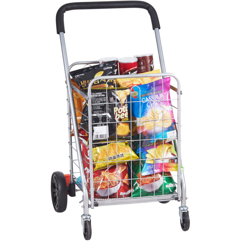 Mophorn Chariot de courses pliable, capacité de charge maximale de 110 lb, chariot utilitaire d'épicerie avec roulettes pivotantes, panier à linge