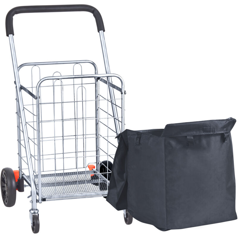 Chariot de courses pliable, capacité jusqu'à 200 lb, chariot utilitaire d'épicerie avec roues pivotantes et sac, chariot à linge pliable robuste,