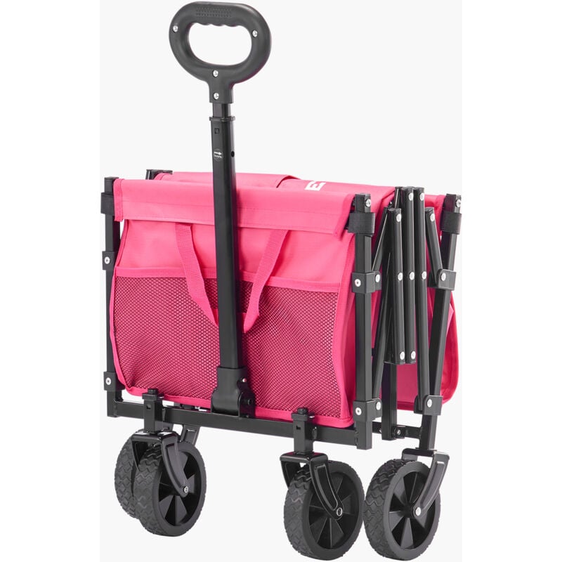 Chariot de Jardin Pliable, 120 l, Chariot de Transport Utilitaire Portable Robuste 102,06 kg, Roues Tout-terrain, Poignée Réglable, pour Extérieur,