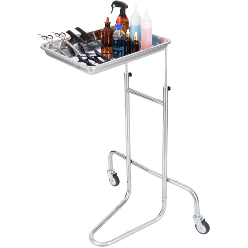 Chariot de laboratoire en acier inoxydable, chariot utilitaire avec plateau unique, chariot médical mobile avec 2 roues silencieuses, chariot roulant