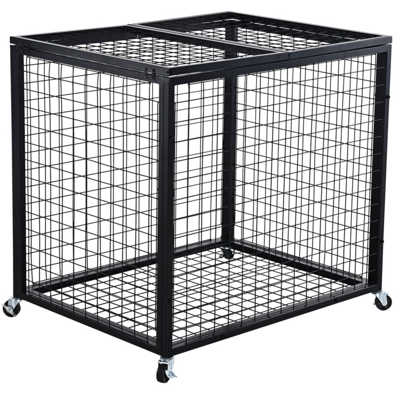 Chariot de rangement à roulettes pour ballons de sport, organiseur en acier pour intérieur et extérieur, cage verrouillable à double couvercle