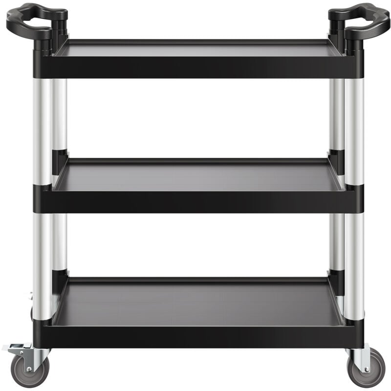 Mophorn Chariot de Service, 1060x490x980 mm, Desserte à Roulettes Utilitaire en Plastique à 3 Niveaux, avec Roues Pivotantes 360° (2 avec Freins),