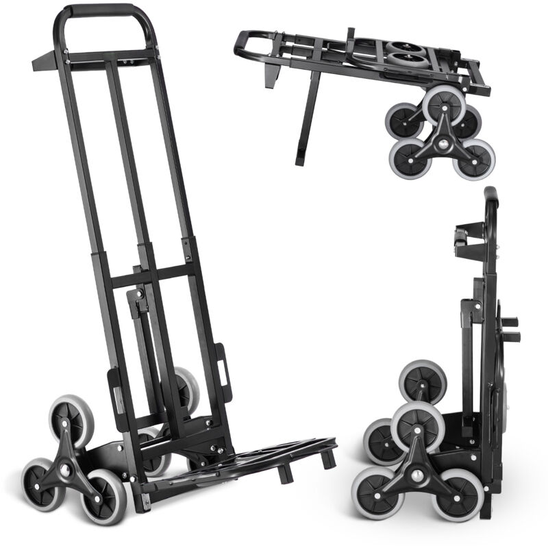 Chariot d'escalier, capacité de 460 lb. Chariot pliable robuste avec double poignée, 6 roues et 2 cordes élastiques. Idéal pour la maison, le bureau,