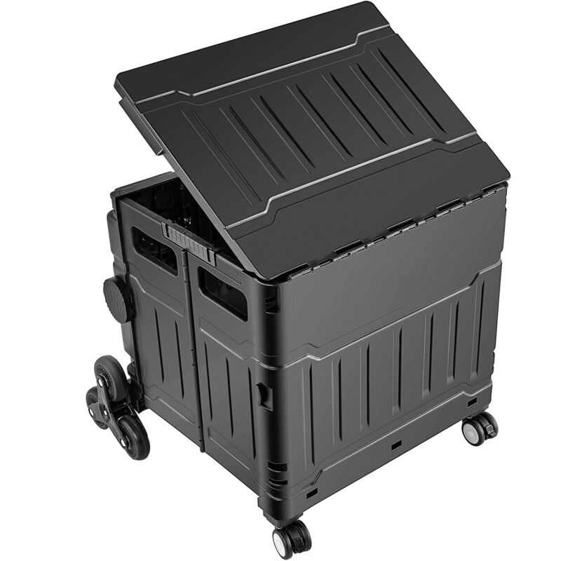 Chariot d'escalier , chariot à main pliable de 155 lb, caisse roulante portable avec poignée télescopique et couvercle, chariot utilitaire pliable