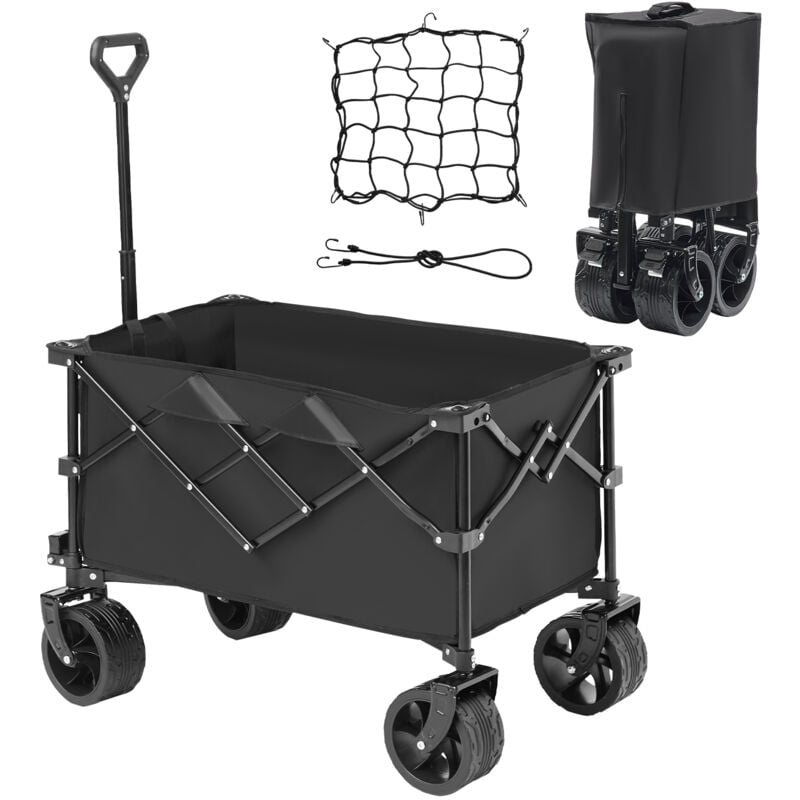 Chariot pliable, chariot de plage de 220 l avec roues tout-terrain, chariot pliable robuste, capacité de 330 lb avec porte-gobelets, chariot de sport