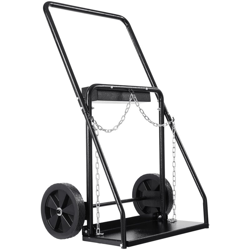 Mophorn - Chariot pour bouteilles de soudage doubles, capacité de 440 lb, roues de 10 pouces, avec chaînes de sécurité, convient aux bouteilles de