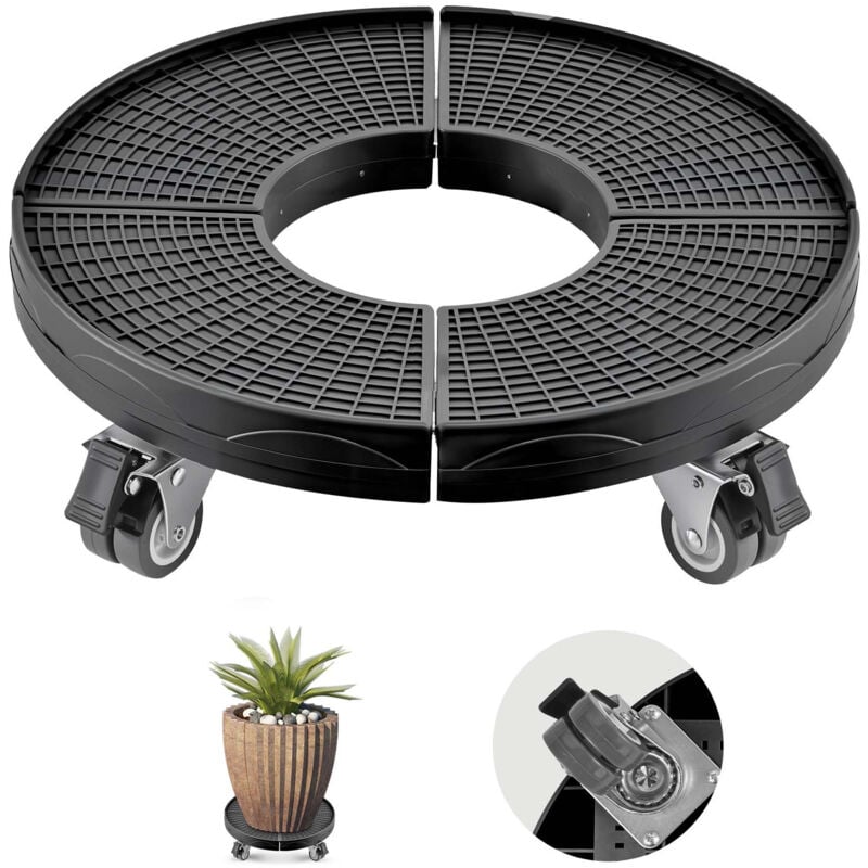 Chariot pour poubelle avec 4 roues verrouillables, capacité de 440 lb, réglable de 15 à 22,8 po, chariot à tambour robuste pour plantes, noir