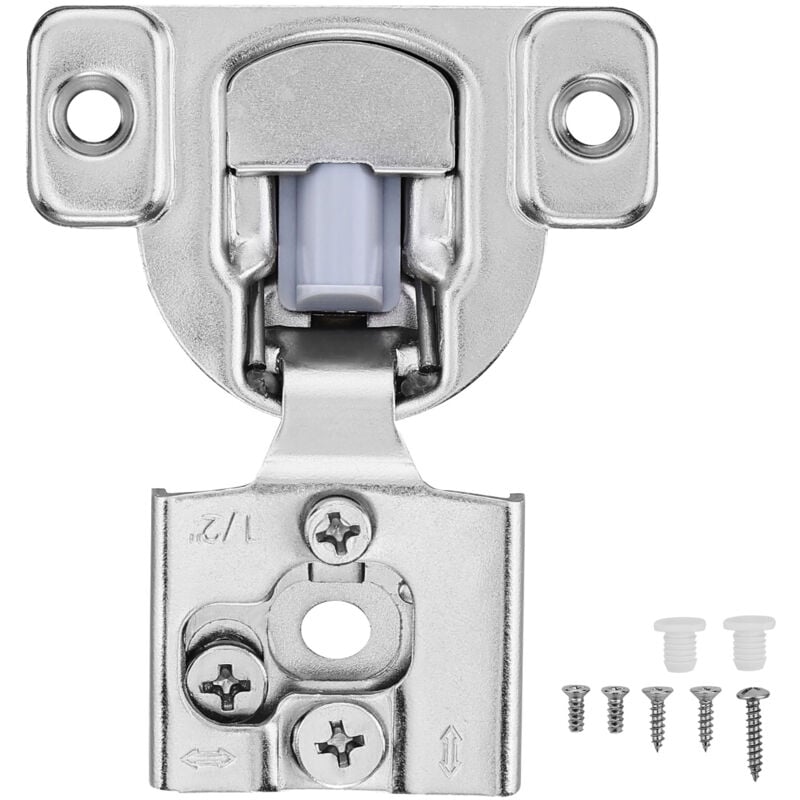 Charnières pour armoires - Lot de 20, recouvrement partiel, ouverture à 105 degrés, fermeture en douceur pour armoires à cadre avec vis de montage