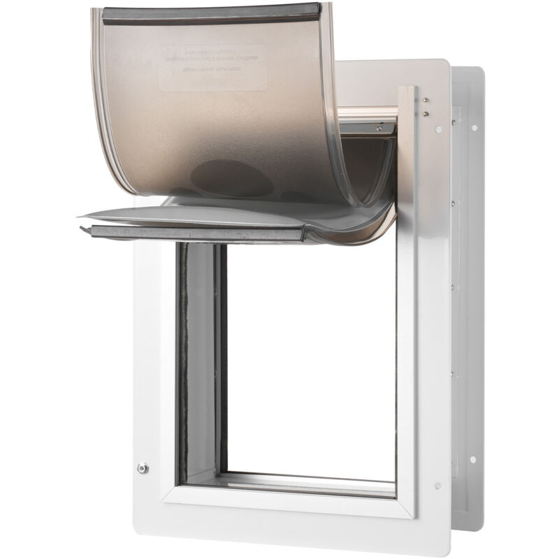 Chatière pour animaux de compagnie, cadre en métal 12,28' x 17,13' avec serrure et 3 volets, résistante aux intempéries (blanc-moyen) - Mophorn