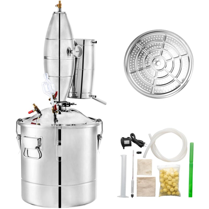 Chaudière à vin 50 l 13,2 gallons Distillateur d'eau et d'alcool en acier inoxydable, kit de distillerie de whisky, alambic Moonshine domestique avec