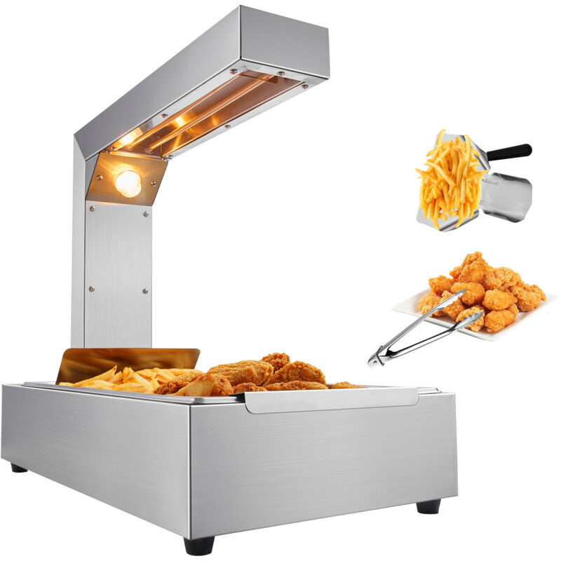 VEVOR Chauffe-Frites Commercial 750 W 605x343 mm Lampe Chauffe-Plat en Inox Temperature 40-50 ℃ avec Pince pour Maintien au Chaud Pizza Poulet Frit