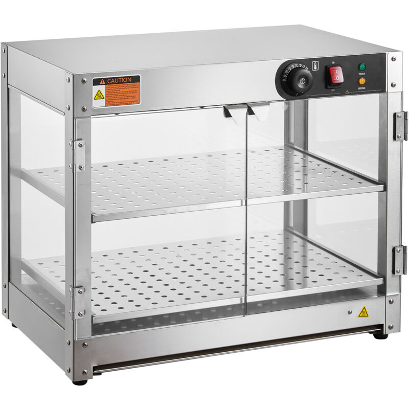 Chauffe-plats commercial à 2 niveaux, 800 w avec lumière pour une meilleure présentation des aliments. Contrôle de la température de 30 ℃ à 85 ℃.