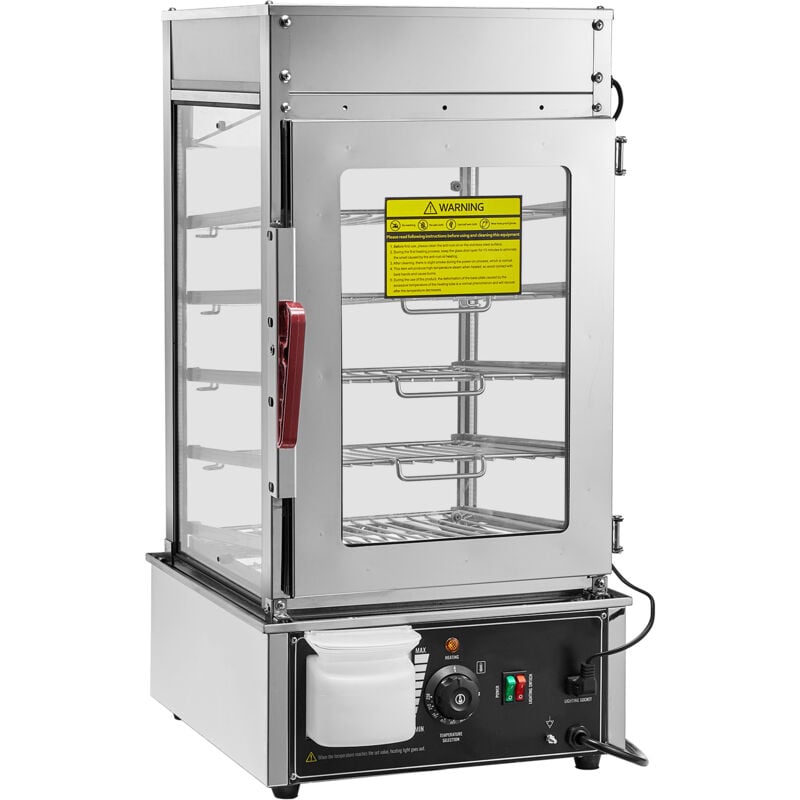 Chauffe-plats commercial, cuiseur vapeur à 5 niveaux, contrôle de la température de 30 ℃ à 110 ℃, chauffe-petits pains en acier inoxydable avec led,