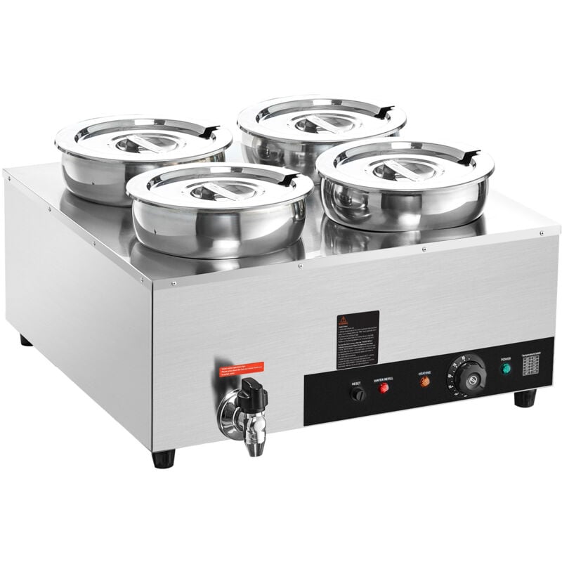 Chauffe-soupe électrique, 4 casseroles en acier inoxydable de 6,55 qt, 1 500 w, température réglable de 86 à 185 °f, anti-brûlure à sec, pour buffet