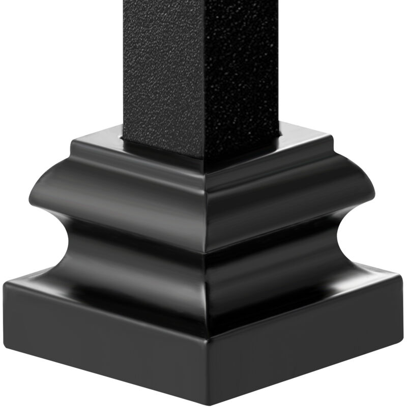 Mophorn - Chaussures de balustre d'escalier en alliage d'aluminium - Plat avec des trous de vis pour un rail métallique carré de 1/2 pouce, Noir