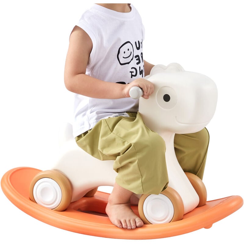 Cheval à bascule 3 en 1 pour tout-petits de 1 à 3 ans, planche d'équilibre amovible, 4 roues lisses, support de 80 lb, hdpe, oscillation à 40 °,