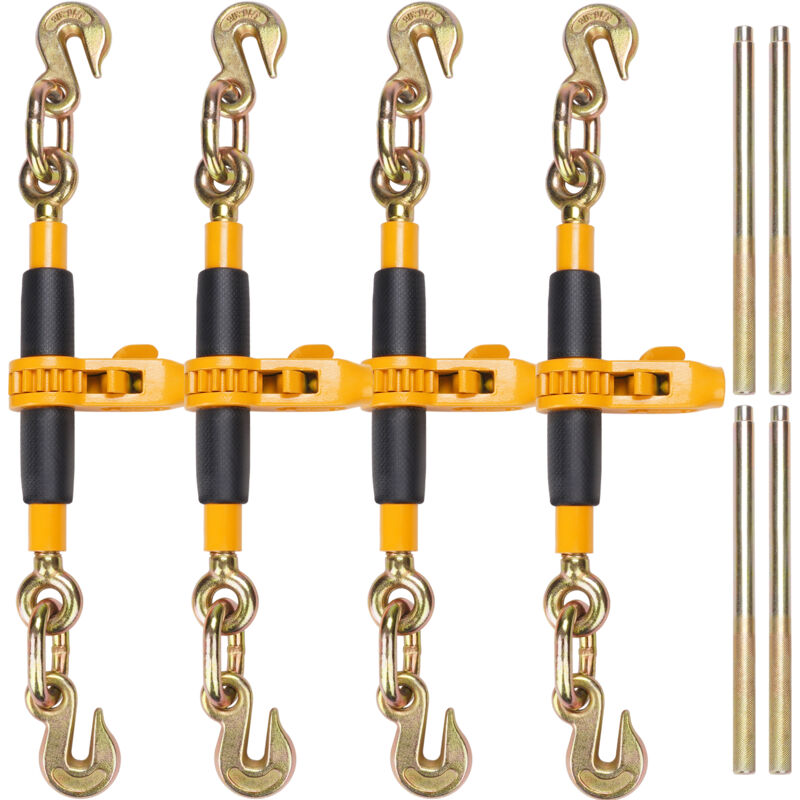 VEVOR Classeurs a cliquet, lot de 4 0,9-1,27 cm avec crochets G80, charge securisee 5443 kg, poignee antiderapante, attaches de chaine de transport