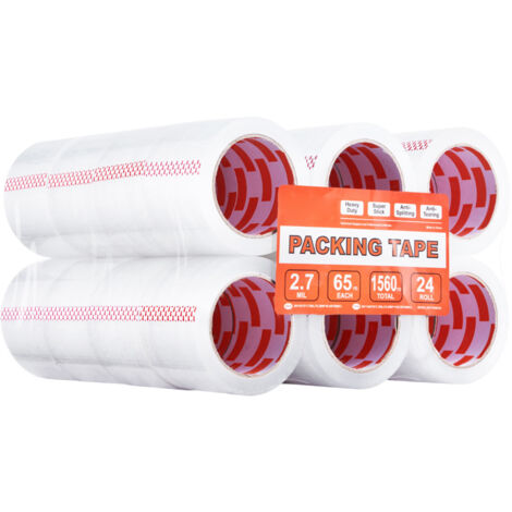 Mophorn Clear Packing Tape, 24 Rolls, 3 in x 65 Yards, 2.7 Mil Thick, Heavy Duty for Various Uses