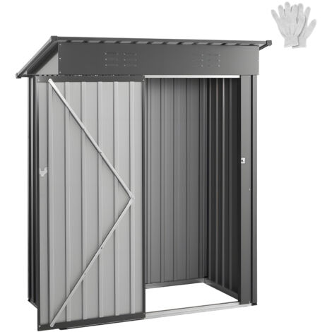 Mophorn Cobertizo Metálico para Herramientas, Caseta de Almacenamiento Exterior 1533 x 876 x 1815 mm con Puerta con Cerradura y 2 Ventilaciones, Ideal para Herramientas y Bicicletas, Color Gris