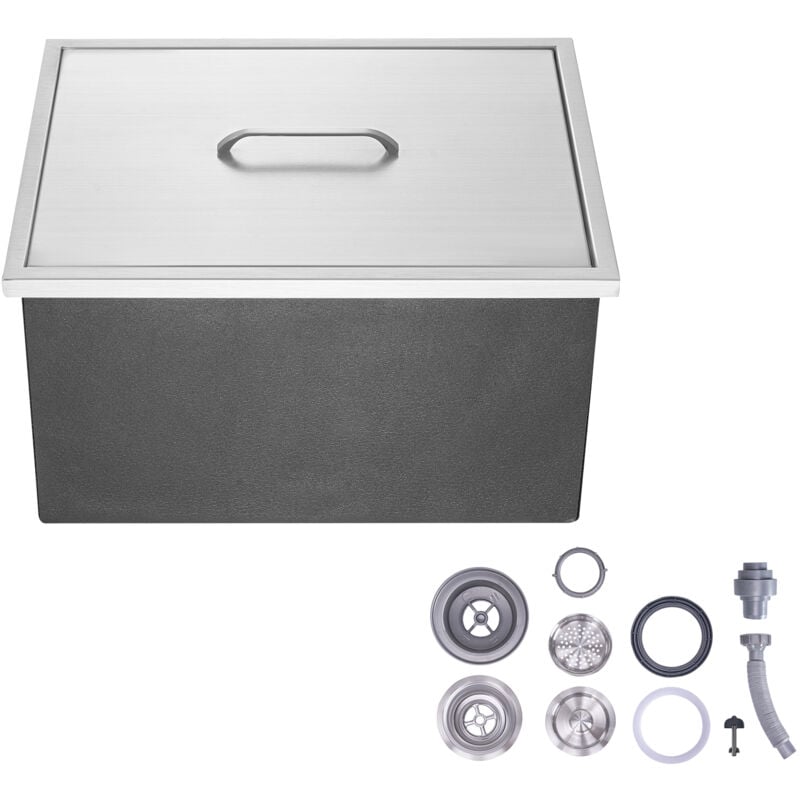 Mophorn - Coffre à glace encastré, 22'L x 17'l x 12'H en acier inoxydable, glacière commerciale de 40 pintes avec couvercle, drain - tuyau et