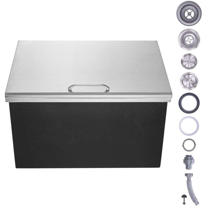 Coffre à glace encastré - 28'L x 20'W x 17'H Acier inoxydable. Un refroidisseur de glace commercial de 40 qt avec couvercle articulé. Idéal pour la