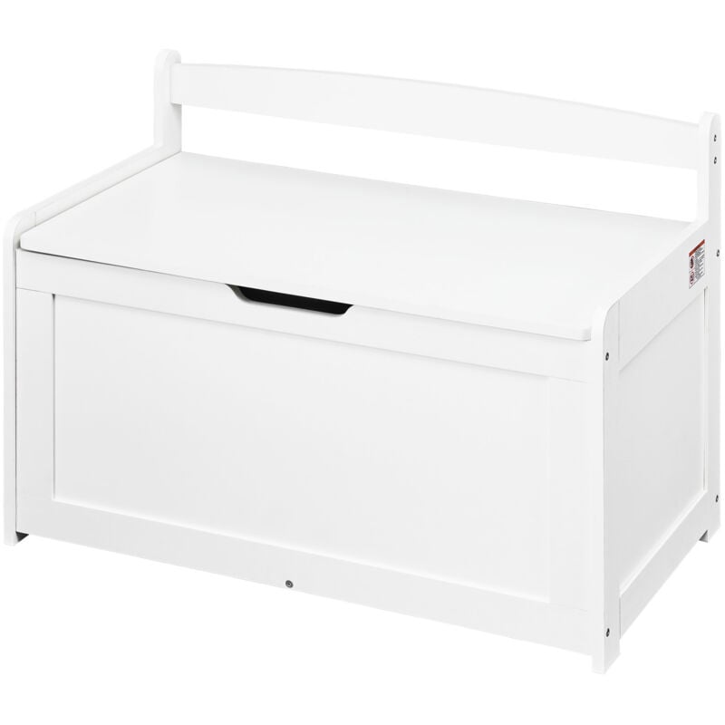 Coffre à jouets en bois pour enfants, boîte de rangement pour jouets avec couvercle rabattable et charnière de sécurité,32,68x17,91x24,02 pouces,banc