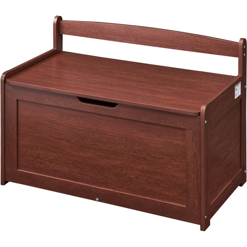 Coffre à jouets en bois pour enfants, grande boîte de rangement avec couvercle rabattable et charnière de sécurité, 32,68 x 17,91 x 24,02', pour