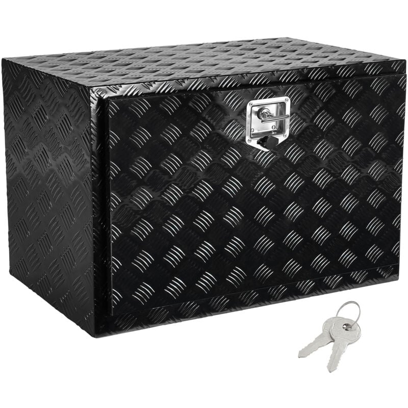 Coffre de camion, 36' x 24' x 24' Boîte à outils en aluminium robuste avec plaque diamantée, serrure et clés, rangement étanche avec loquet à poignée