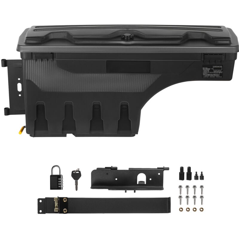 Mophorn - Coffre de rangement pour benne de camion, couvercle verrouillable, boîte à outils de passage de roue en abs étanche 6,6 gal/20 l avec