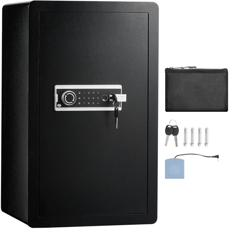 Coffre-fort à porte simple de 4,0 pi³ avec serrure à clé, mot de passe et empreinte digitale, coffre-fort avec sac ignifuge, porte-clés, lumière led