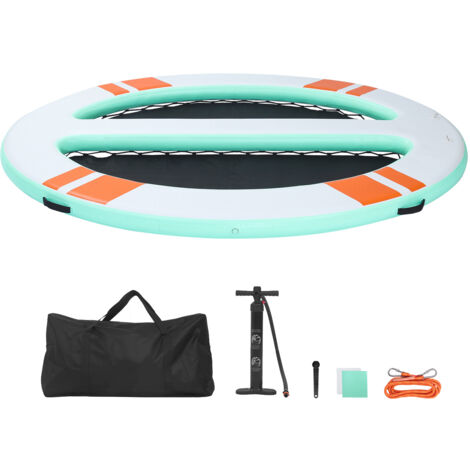 Mophorn Colchoneta inflable para piscina de 3,05 x 2,44 m, flotador redondeado con malla, escalera desmontable, bolsa portátil y bomba manual. Ideal para relajarse en playa, piscina, lago o mar.