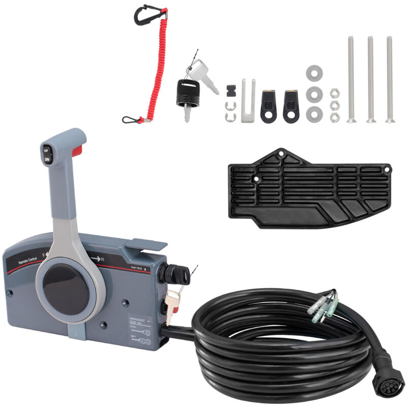 Mophorn - Commande d'accélérateur de bateau - Montage latéral pour Yamaha 4 temps, avec interrupteur de trim, harnais de 16,6 pieds, 10 broches et