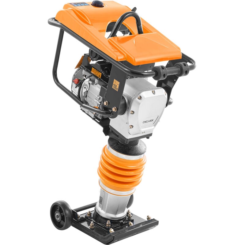 Mophorn - Compacteur à vérins - Pilonneuse vibrante à essence de 6,5 cv avec moteur de 196 cm3. Offre une force d'impact de 3 600 lb et atteint une