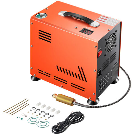 Mophorn Compresor de aire PCP de doble cilindro de 800 W, 4500 PSI/30 MPa, sin aceite, con enfriamiento por ventilador incorporado, parada automática para rifles de aire comprimido y tanques de buceo