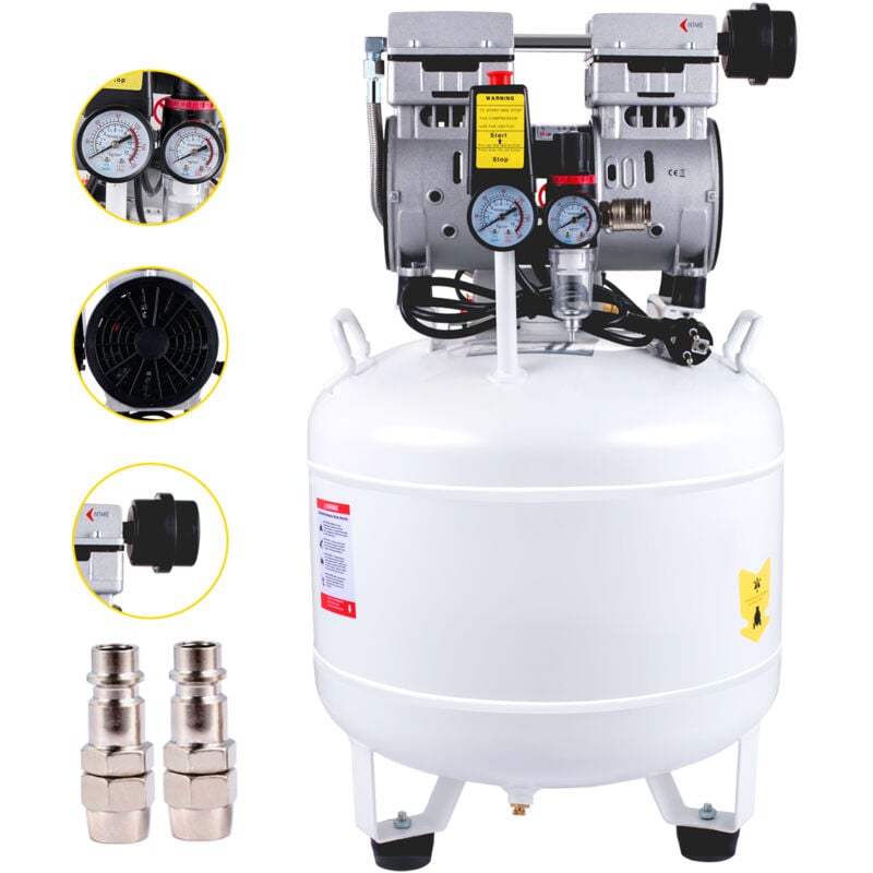 Image of Mophorn - Compressore dearia a frittella 35L/7,7 Galloni, compressore verticale senza olio da 1HP 750W, ultra silenzioso, 115PSI, 5,9CFM, 1440RPM,