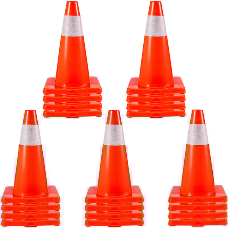 Vevor Cone Signalisation Reflechissant 20PCs 45,7 cm, Plot de Chantier avec Base en pvc, Cone de Securite avec Colliers Reflechissants, pour