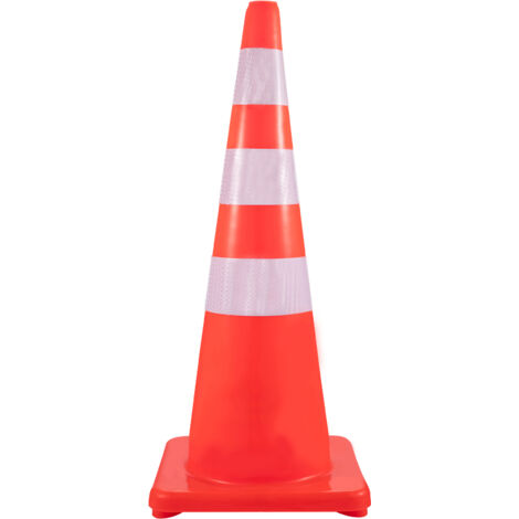 Mophorn Cônes de sécurité, 6 x 36", cônes de signalisation, PVC orange, colliers réfléchissants, base lestée, pour contrôle de la circulation, parking, école