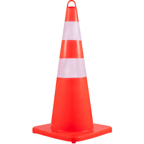 Mophorn Coni di sicurezza 12 x 28 pollici, coni arancioni per traffico/cantieri in PVC, 2 collari riflettenti, con anello portatile, base zavorrata per traffico, vialetto, parcheggio