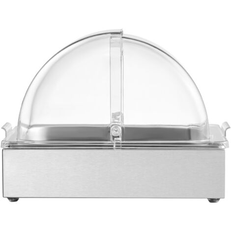 Mophorn Contenitore espositivo per alimenti da banco, vassoio in acciaio inox con teglia 1 x 1/2, dispenser per condimenti a buffet con coperchio trasparente ideale per eventi e feste