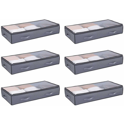 Mophorn Contenitore Sottoletto con Coperchi Trasparenti, 996 x 500 x 180 mm, Organizzatore per Vestiti, Scarpe e Coperte, Set da 6, Capacità 90 Litri, Design Compatto