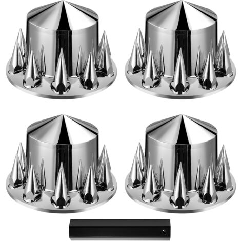 Mophorn Copriruota posteriore, copriruota a spuntoni per autocarri, copridadi ruota antiruggine elettroplaccati in ABS, vestibilità universale, strumenti di installazione inclusi, kit combo completo