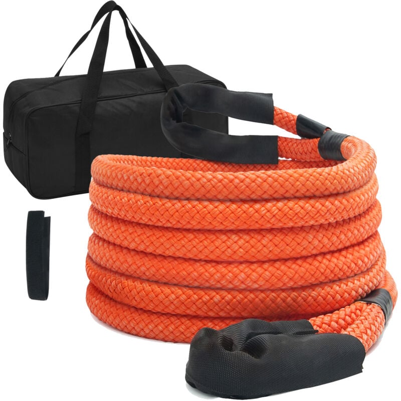 Corde de remorquage cinétique 7/8' x 20', 30 580 lb, sangle d'arrachage robuste, 30% d'élasticité pour Jeep, suv, camion, atv, utv, tracteur - Mophorn